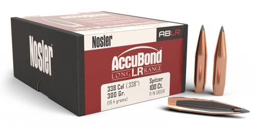 Nosler AccuBond Long Range Reloading Bullets 338 Caliber .338 300gr, Spitzer Point 100 Box -NOT AMMO-
