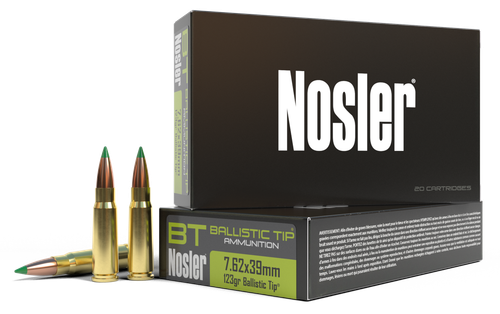 Nosler Ballistic Tip Hunting 7.62x39mm 123gr, Spitzer Ballistic Tip (SBT) 20 Per Box