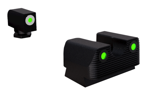 Rival Arms Tritium 3 Dot Front/Rear Green Night Sight, Fits Glock MOS 17/19, White Front Sight Ring, Black Nitride Quench-Polish-Quench (QPQ) Finish
