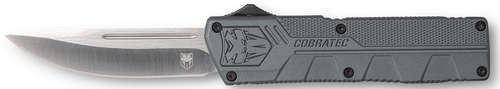 CobraTec Knives Lightweight 3.25" OTF Drop Point Plain D2 Steel Blade/Gray Aluminum Handle Includes Pocket Clip