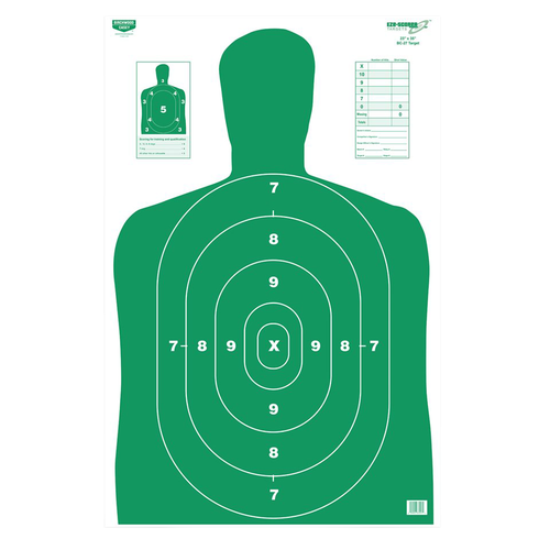 Birchwood Casey B-27 Eze-Scorer Green Silhouette Paper Target 23x35" Folded 5 Per Package