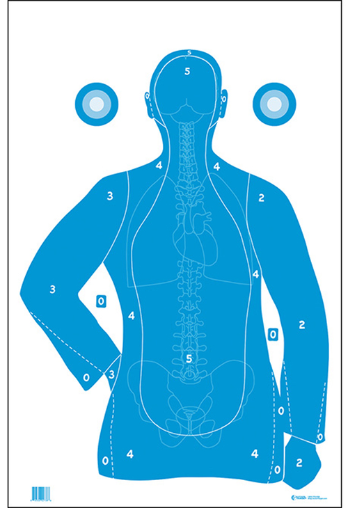 Action Target Qualification Silhouette/Vitals Paper Hanging 23" x 35" Blue/White, 100rd Box