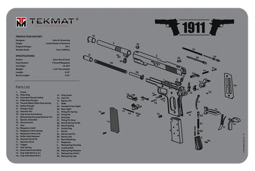 TekMat Cleaning Mat Gray Thermoplastic Fiber Top Vulcanized Rubber Back 11"x17" 1911 Diagram