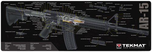 TekMat Cleaning Mat Black/White Thermoplastic Fiber Top Vulcanized Rubber Back 12"x36" AR-15 3D Cutaway