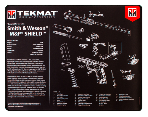 TekMat S&W M&P SHIELD Ultra Premium Gun Cleaning Mat, 15"x20", Includes Small Microfiber TekTowel, Packed In Tube
