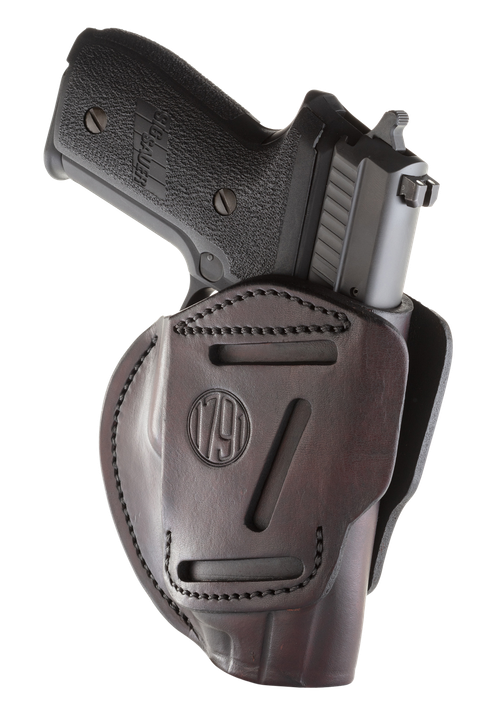 1791 Gunleather 3-Way Size 05 Outside Waistband Style made of Leather with Signature Brown Finish & Belt Loop Mount Type fits S&W M&P, Springfield XD, Glock 17 & HK VP9 9mm/40 for Ambidextrous