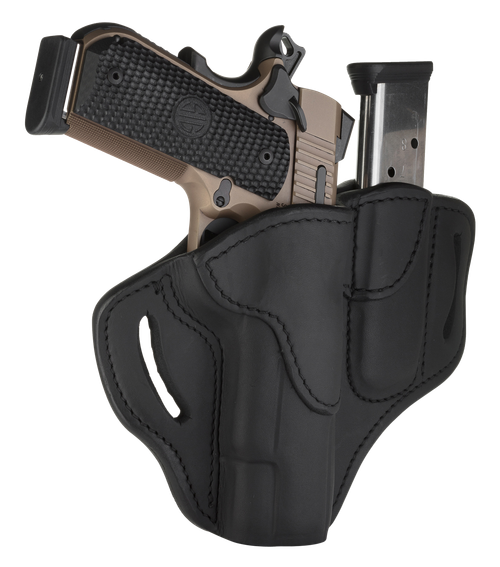 1791 Gunleather BH1M1 Belt Holster Combo Outside Waistband Stealth Black Leather Fits Browning Hi-Power/Colt 1911/Sig 1911 Size 01 Belt Slide Mount Right Hand Includes Mag 1.1 Pouch