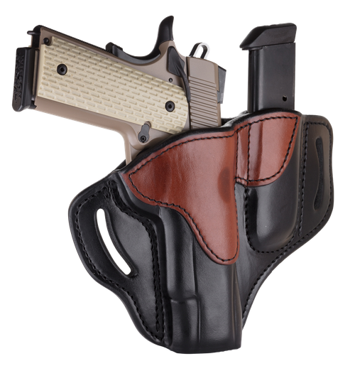 1791 Gunleather BH1M1 Belt Holster Combo Outside Waistband Black/Brown Leather Fits Browning Hi-Power/Colt 1911/Sig 1911 Size 01 Belt Slide Mount Right Hand Includes Mag 1.1 Pouch