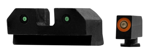 XS Sights R3D Night Sights, Orange Front Dot, Fits Glock 17/19/22/23/24/26/27/31/32/33/34/35/36/38, Taurus G3c/GX4/New Production G3, Walther PDP, Steel/Blued