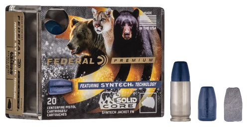 Federal Premium Hunting 357 Magnum, 180gr, Solid Core Synthetic Flat Nose, 20rd Box