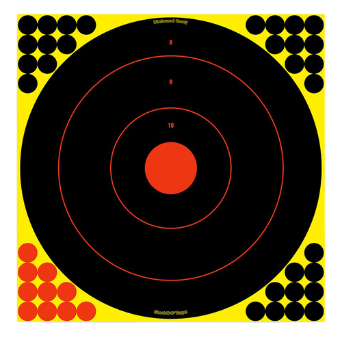 Birchwood Casey Shoot-N-C Reactive Target Self-Adhesive Paper Black/YelloRed 17.25" Bullseye 100 Pack