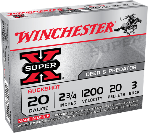 Winchester Super X 20 Gauge 2.75" 20 Pellets 3 Buck Shot 15rd Box Value Pak