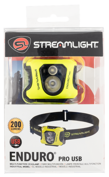 Streamlight Enduro Pro Dual Lock 15/25/50/90/145/200 Lumens White LED Bulb Black/Yellow 95 Meters Distance