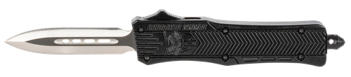 CobraTec Knives CTK-1 Small 2.25" OTF Dagger Plain D2 Steel Blade/Black Aluminum Handle Features Glass Breaker Includes Pocket Clip