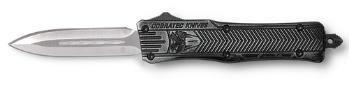 CobraTec Knives CTK-1 Small 2.75" OTF Dagger Plain D2 Steel Blade/Stonewashed Aluminum Handle Features Glass Breaker Includes Pocket Clip