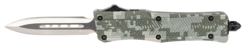 CobraTec Knives CTK-1 Small 2.75" OTF Dagger Plain D2 Steel Blade/Winter Digi Camo Aluminum Handle Features Glass Breaker Includes Pocket Clip