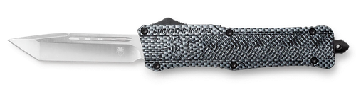 CobraTec Knives CTK-1 Large 3.75" OTF Tanto Plain D2 Steel Blade/Carbon Fiber Aluminum Handle Features Glass Breaker Includes Pocket Clip