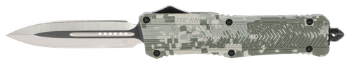 CobraTec Knives CTK-1 Large 3.75" OTF Dagger Plain D2 Steel Blade/Army DigiCamo Aluminum Handle Features Glass Breaker Includes Pocket Clip