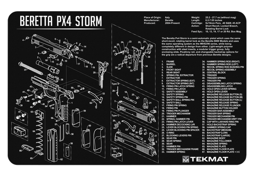 TekMat Cleaning Mat Black/White Thermoplastic Fiber Top Vulcanized Rubber Back 11"x17" Beretta PX4 Storm