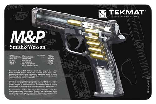 TekMat S&W M&P Pistol Mat, 3D Cut Away, 11"x17", Black, Includes Small Microfiber TekTowel, Packed In Tube