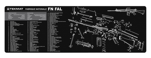 TekMat FN-FAL Cleaning Mat Black/White Rubber 12"x36" FN-FAL Parts Diagram Illustration