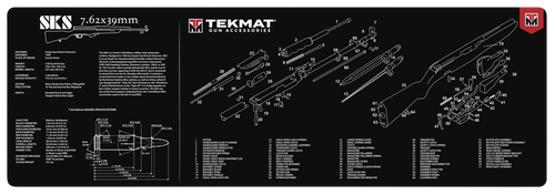 TekMat, Long Gun, SKS, Cleaning Mat, Thermoplastic Surface Protects Gun From Scratching, 1/8" Thick, 12"x36", Tube Packaging, Black