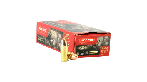 Norma Range and Training 9mm 115gr, FMJ, 50rd/Box