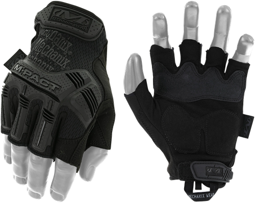 Mechanix Wear M-Pact Covert Black Fingerless Synthetic Leather XL TPR Closure