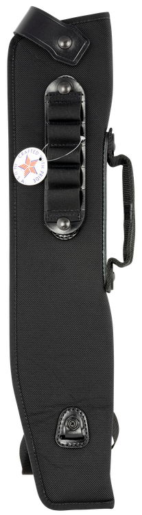 Desantis Kurz Shotgun Scabbard made of Leather with Natural Removable Ammo Carrier, Saddle Leather Trim & Non-Slip Shoulder Strap 14" L for 12 & 20 Ga Mossberg Shockwave