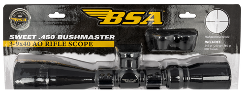 BSA Sweet 450 Bushmaster 3-9x 40mm AO Obj 34.20-11.50 ft @ 100 yds FOV 1" Tube Matte Black 30/30 Rings