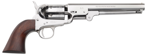 Pietta 1851 Navy "Old Silver", 36 Caliber, 7.50" Frame & Octagon Barrel, Walnut Grip, 6rd