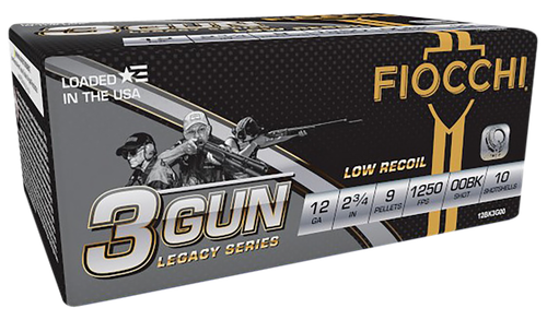Fiocchi 3-Gun Match Legacy Series 12 Ga 2.75" 9 Pellets 00 Buck Shot 10 Per Box/ 25 Case