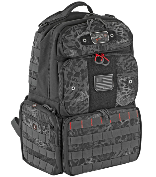 G*Outdoors GPS-T1913BPP Tactical Range Backpack Tall PRYM1 Blackout 1000D Polyester with Removable Pistol Storage, MOLLE Webbing & Lockable Zippers Holds 4 Handguns, Ammo & Accessories
