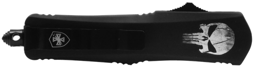 Templar Knife MFL23-1 Fallen Gen II Slim 3.43" OTF Tanto Plain Black Oxide Stonewashed 440C SS Blade/5.05" Black Skull Aluminum Handle Features Glass Breaker Includes Pocket Clip/Sheath