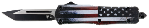 Templar Knife US Flag Gen II Small 2.69" OTF Tanto Plain Black Oxide Stonewashed 440C SS Blade/4.31" US Flag Aluminum Handle Features Glass Breaker Includes Pocket Clip/Sheath