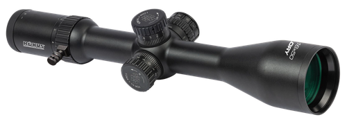 Konus Glory Riflescope 2-16X50mm, 30mm Tube, German #4 Crosshair with Illuminated Dot, Matte Black, Includes Sunshade, Removable Zoom Lever, Lens Caps, and Cleaning Cloth