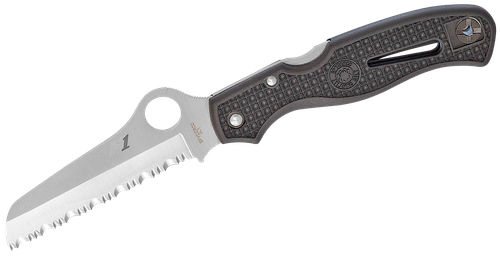 Spyderco Atlantic Salt 3.69" Folding Sheepsfoot Serrated H1 Steel Blade Black Molded FRN Handle Includes Pocket Clip