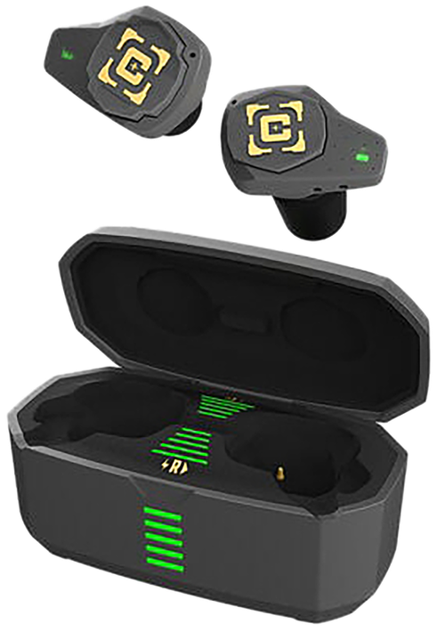 Caldwell, Connects Via Bluetooth, Push Button Volume Controls, Rechargeable Storage Case, Multiple Size Plug Options, LED Battery Level Indicator