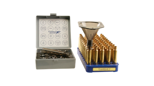 Frankford Arsenal Static Free Aluminum Construction, 8 Interchangeable Nozzles Fit .17 - .45 Caliber, Laser Marked For Easy Caliber ID, Smooth Black Chrome Finish, Storage Case Included