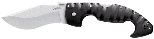 Cold Steel Spartan 4.50" Folding Plain Stone Washed Japanese AUS-10A SS Blade/Black Griv-Ex Steel Liners Handle Includes Pocket Clip