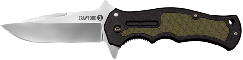 Cold Steel Crawford Model 1 3.50" Folding Plain 4034 Stainless Steel Blade/Black OD Green Traction Inlays Green Handle Includes Pocket Clip