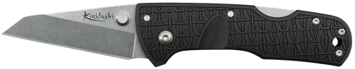 Cold Steel, Kiridashi, Folding Knife, Silver, Plain Edge, Wharncliffe, 2.5" Blade, Stonewashed Finish, 4034SS, Black Handle