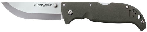 Cold Steel Finn Wolf 3.50" Folding Clip Point Plain Satin Polished AUS-8A SS Blade/OD Green Griv-Ex Handle Includes Pocket Clip