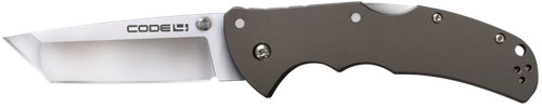 Cold Steel Code 4 3.50" Folding Tanto Plain Satin Polished S35VN SS Blade/Anodized Gun Metal Gray Aluminum Handle Includes Pocket Clip