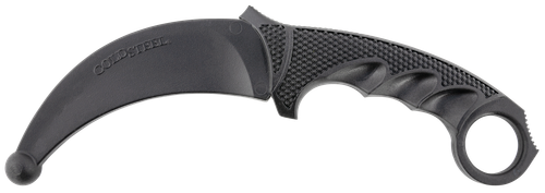 Cold Steel Karambit Rubber Trainer 4" Fixed Plain Black Santoprene Blade/Black Deep Checkered Ring Pommel Santoprene Handle