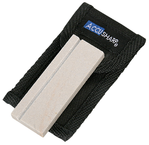 AccuSharp Pocket Stone Natural Arkansas Stone Sharpener White Includes Belt Carry Pouch