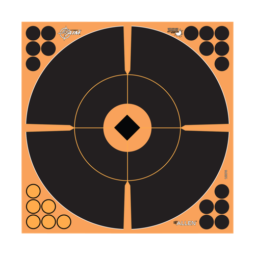 Allen EZ Aim Adhesive Paper Splash Shooting Targets Crosshair Bullseye Paper Bullseye Crosshair Black/Orange 12 Per Pkg