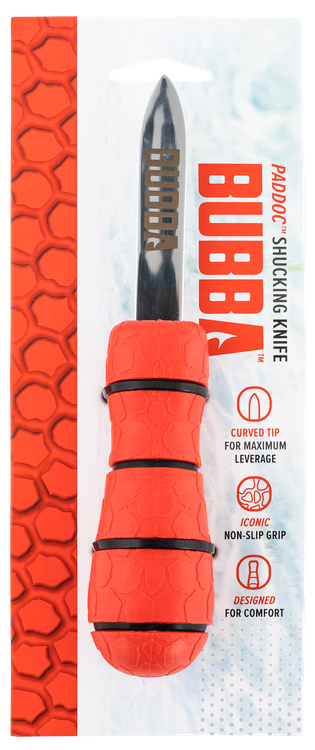 Bubba Blade Paddoc 2.50" Fixed Shucking 440C Stainless Steel Blade Red/Black Non-Slip Handle