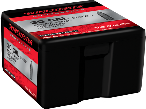 Winchester 30-30 Win .308 Bullets 150gr, Power Point Flat Nose, 100 per Box