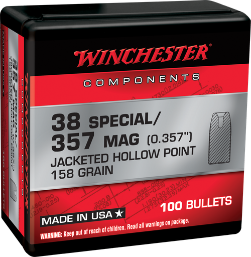 Winchester 357 Mag .357 158gr, Jacketed Hollow Point 100 Box NOT AMMO THESE ARE RELOADING BULLETS